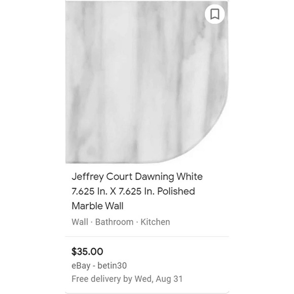 Dawning White 7.625 in. x 7.625 in. Polished Marble Wall Mount Corner Shelf Tile - Picture 2 of 6